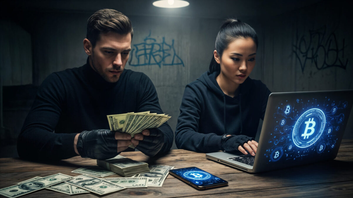 Bitcoin vs fiat crime comparison — illustrative, premium style