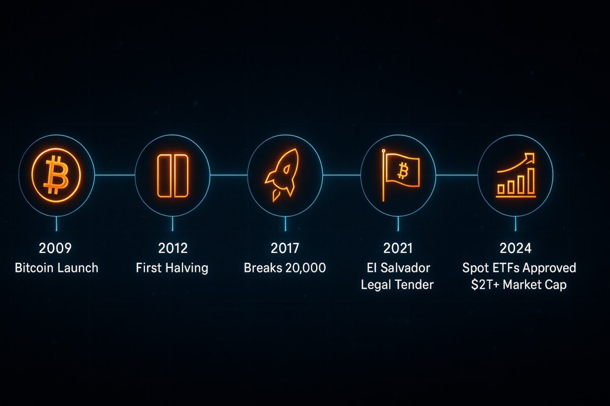 Bitcoin timeline of major milestones 2009–2024