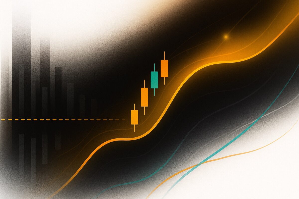 Buying crypto at the right price — abstract hero