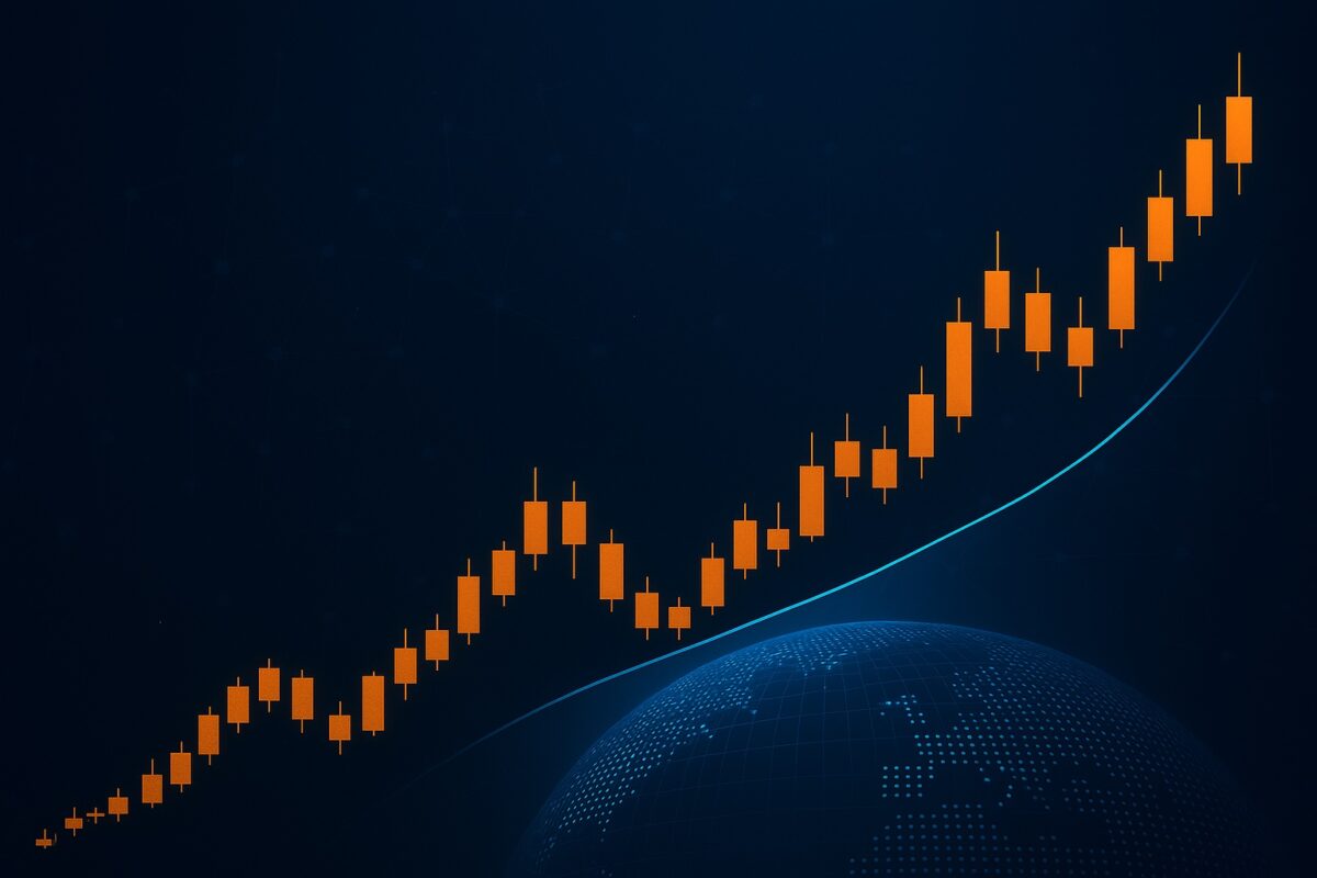 How to read a crypto price chart — futuristic candlestick world (hero)