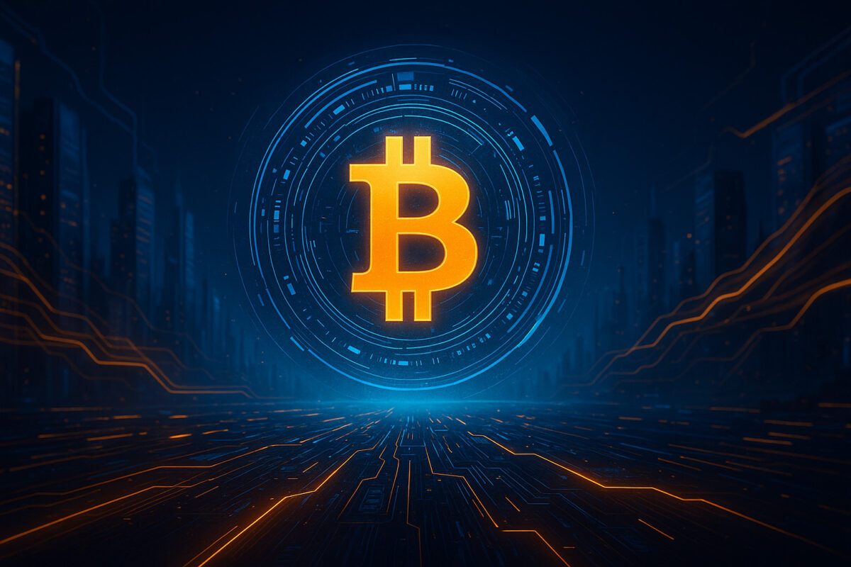 Futuristic Bitcoin hero for beginners guide