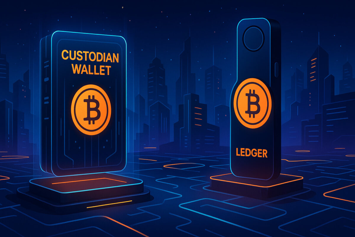 Wallet UI and cold storage illustration