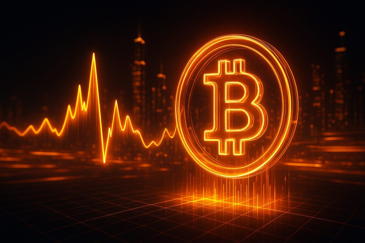 Bitcoin price waves representing volatility and energy