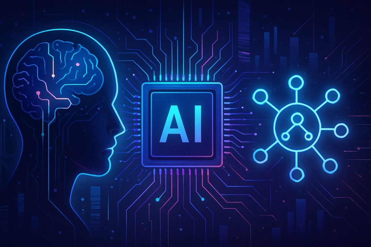 Futuristic AI and blockchain network illustration for Web3 vs Web2 guide