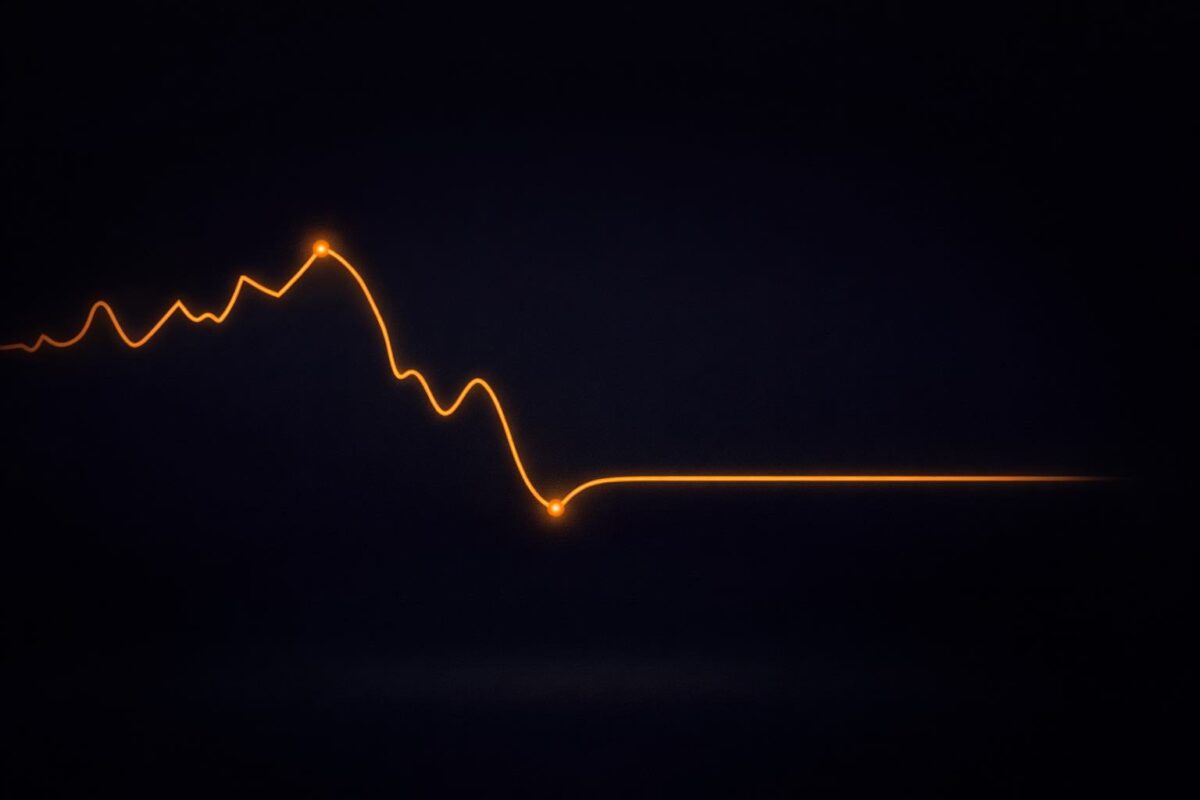 Crypto market corrections shown as a temporary dip and recovery on a price chart