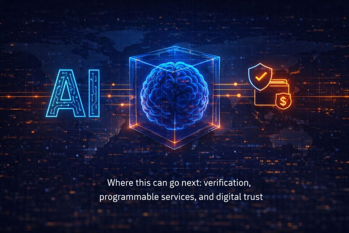 Future crypto infrastructure illustration showing verification, programmable services and digital trust