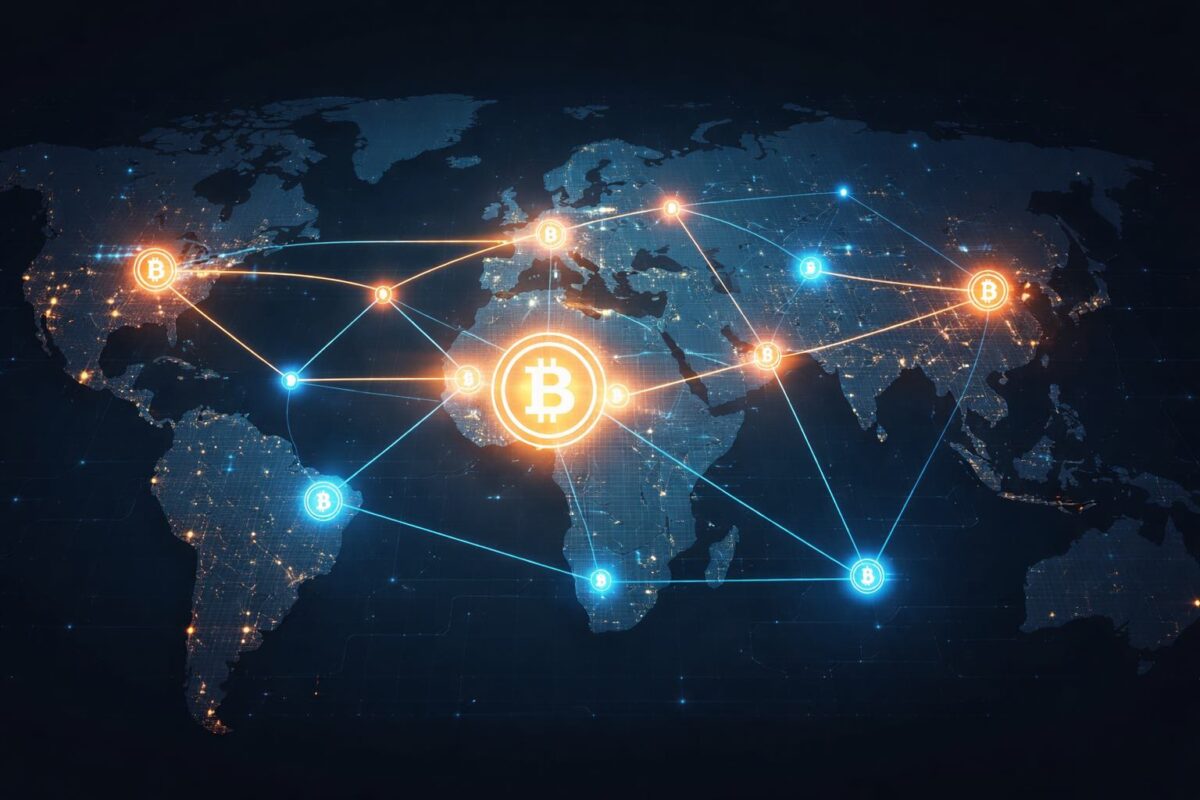 what are cryptocurrencies global network illustration