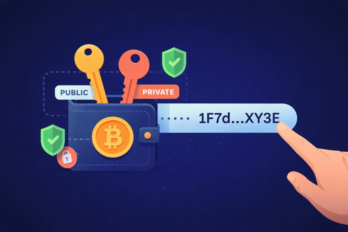Is it safe to share your crypto address illustration showing wallet address and private key protection