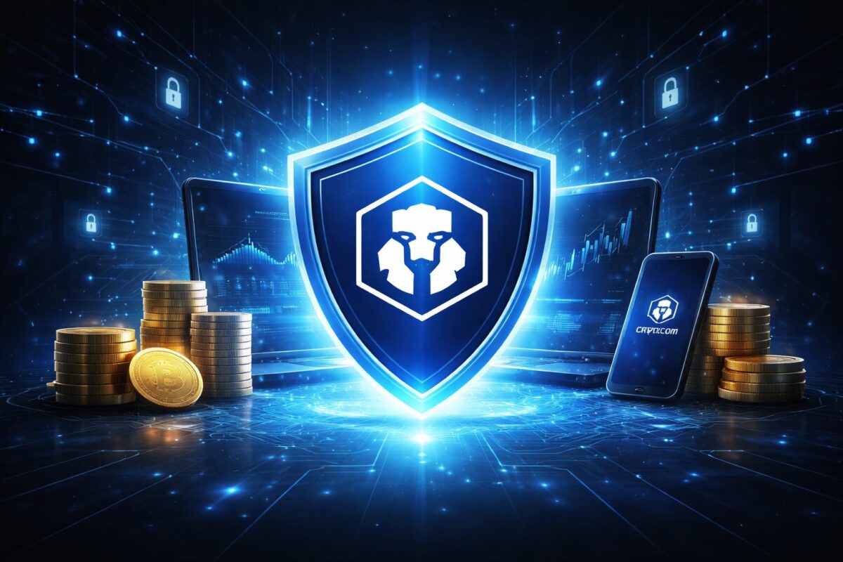 Crypto.com exchange security concept showing digital protection and cryptocurrency safety