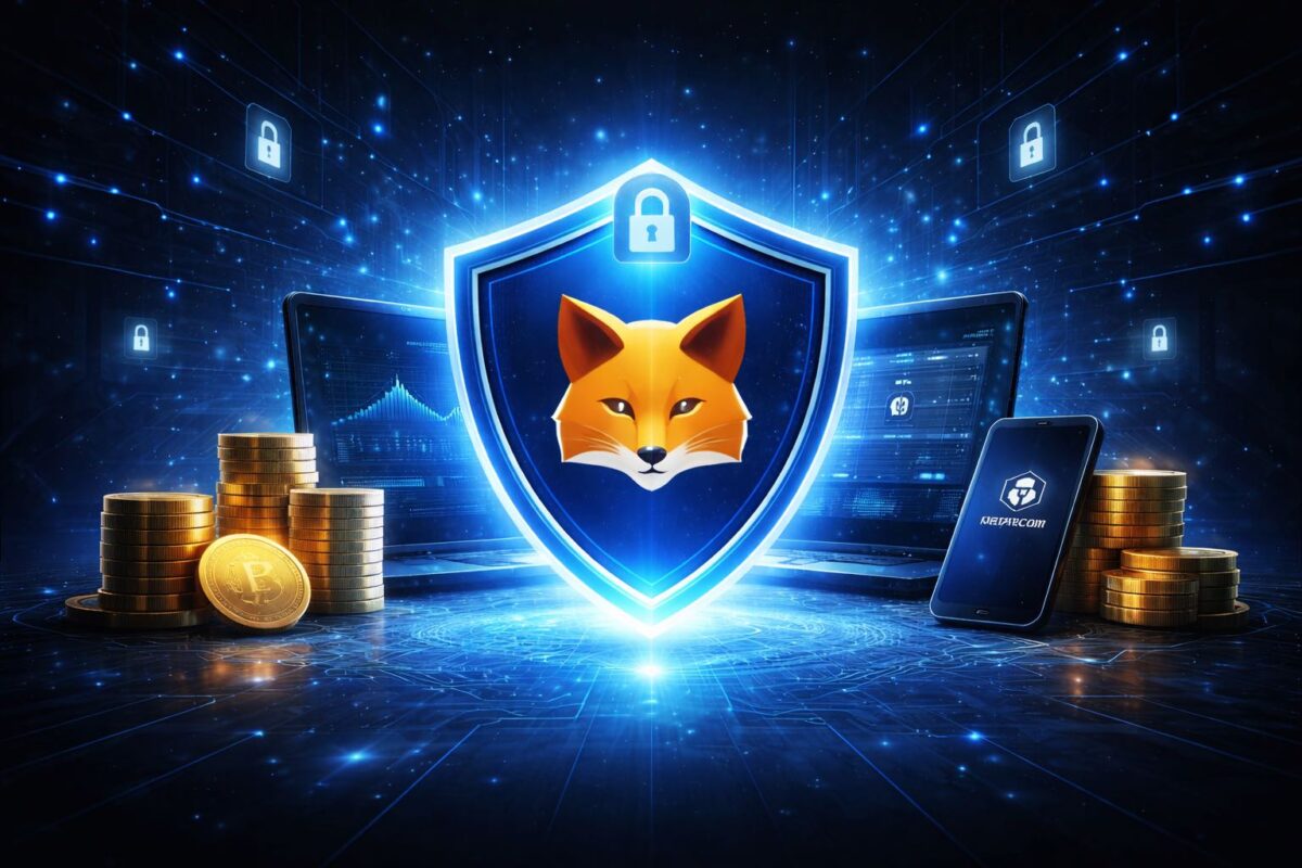 MetaMask wallet security concept showing digital protection and safe cryptocurrency storage